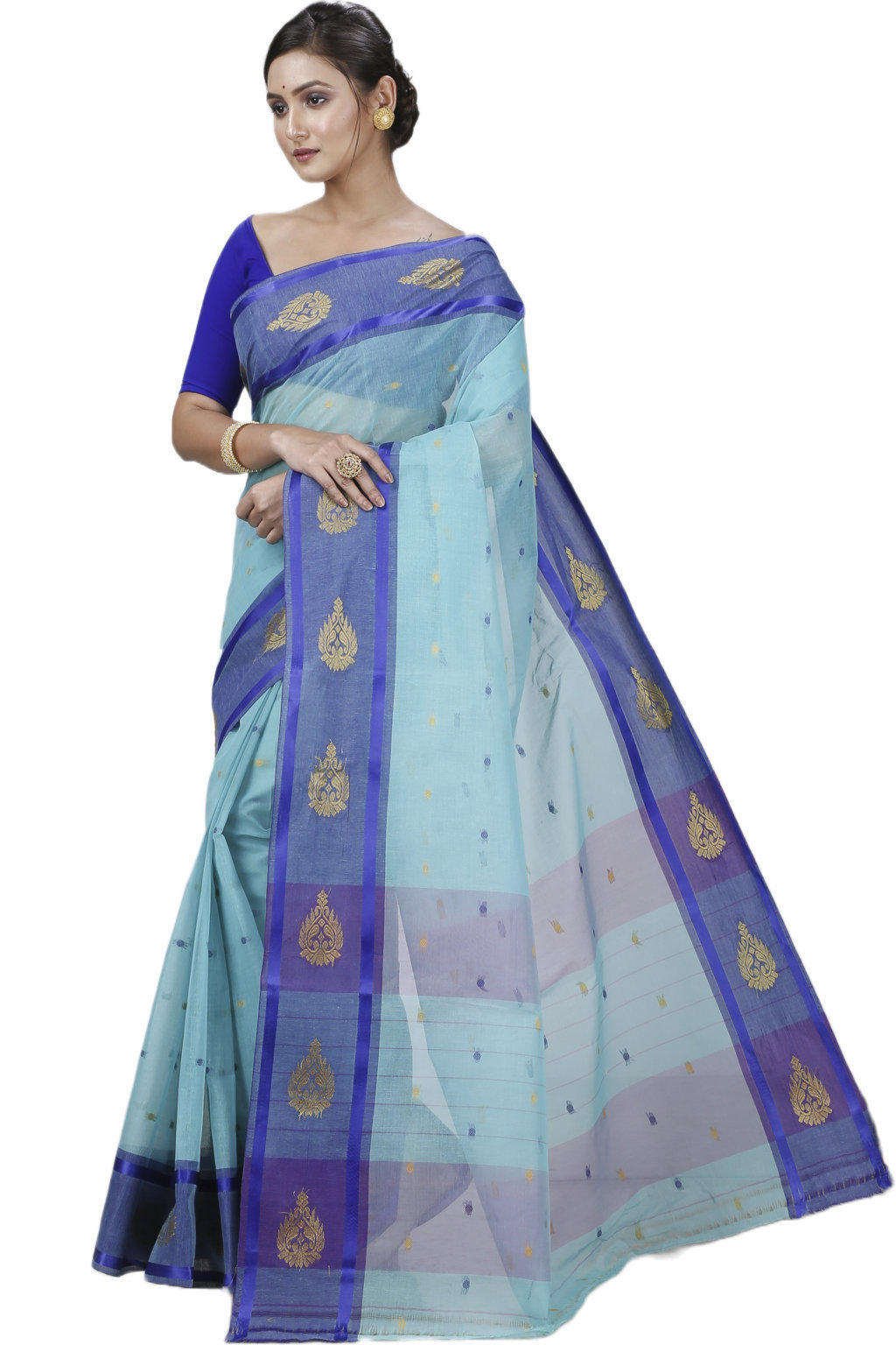 See Green Pure Cotton Upala Tant Saree (1165)